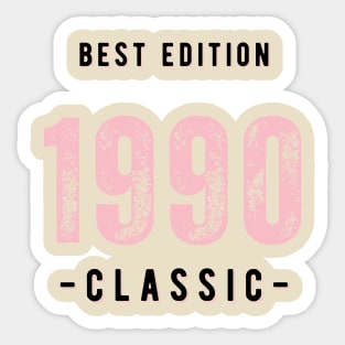 Vintage Birthday Year 1990 White Sticker